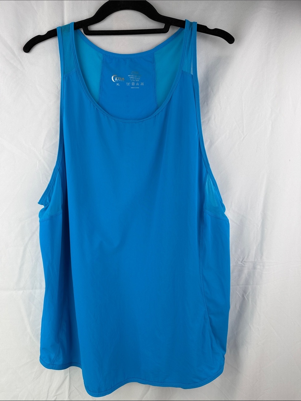 ZYIA Active Women’s Size XL Bright Blue Cobalt Aqua Scoop Mesh Panel Tank Top